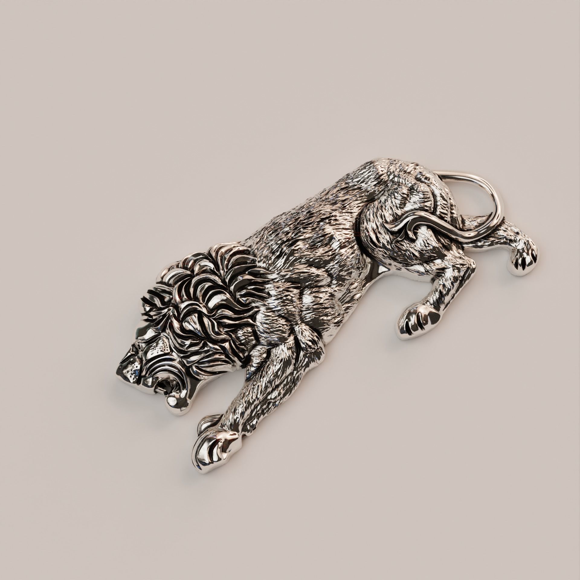 Lion jewelry piece 3D print model_1