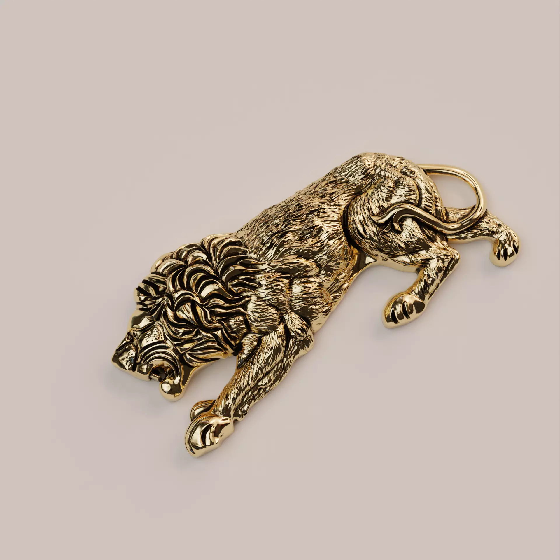 Lion jewelry piece 3D print model_0
