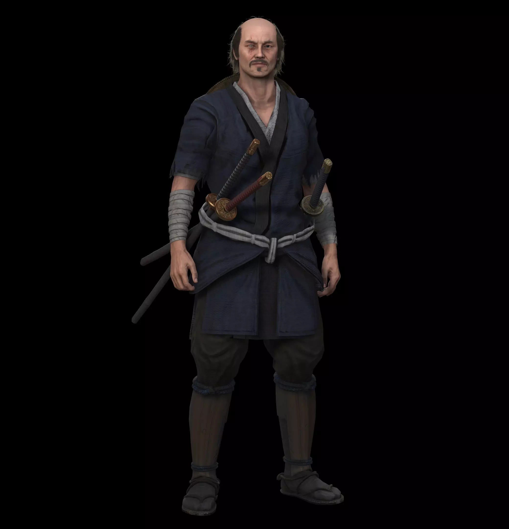 Samurai Character PBR Game Ready Low-poly 3D model