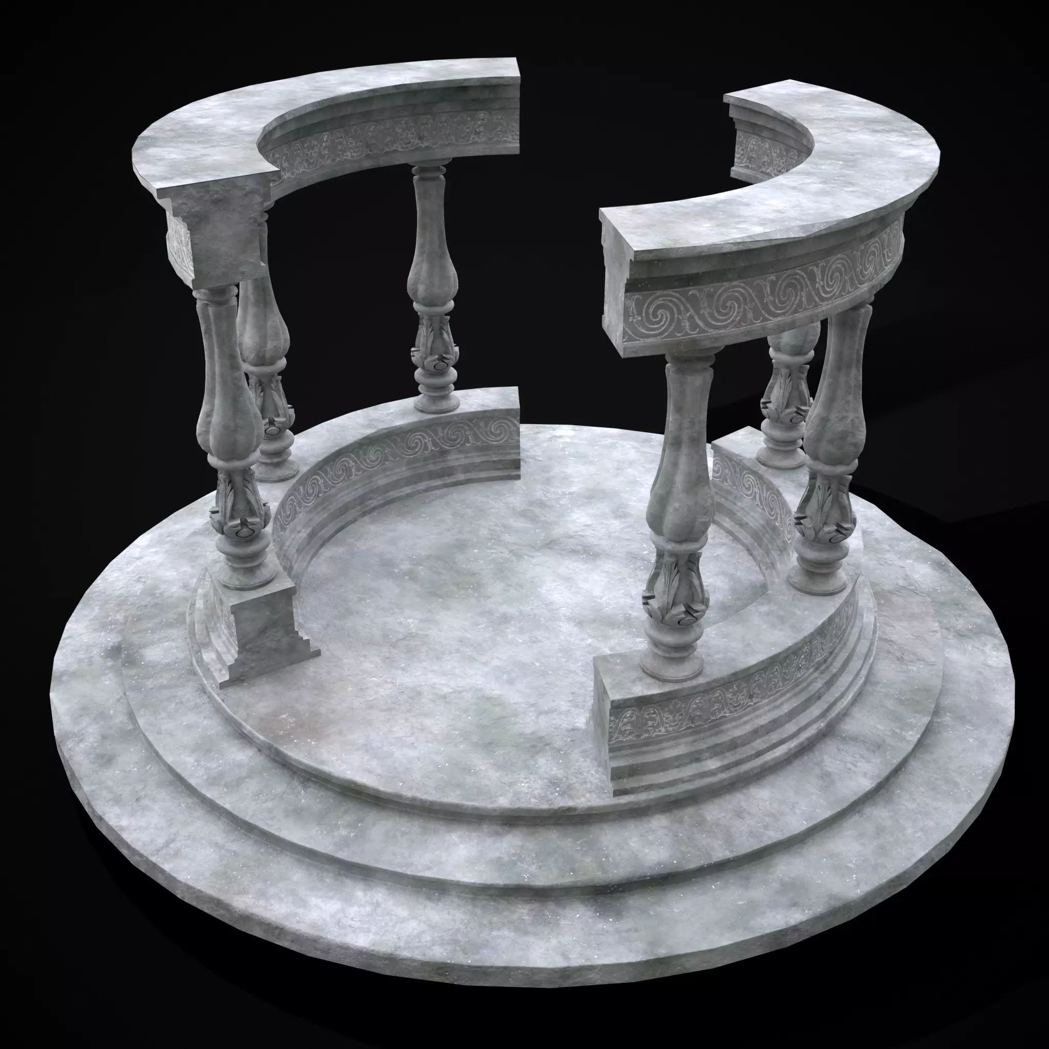 Double Opening Pavilion Low-poly 3D model_0