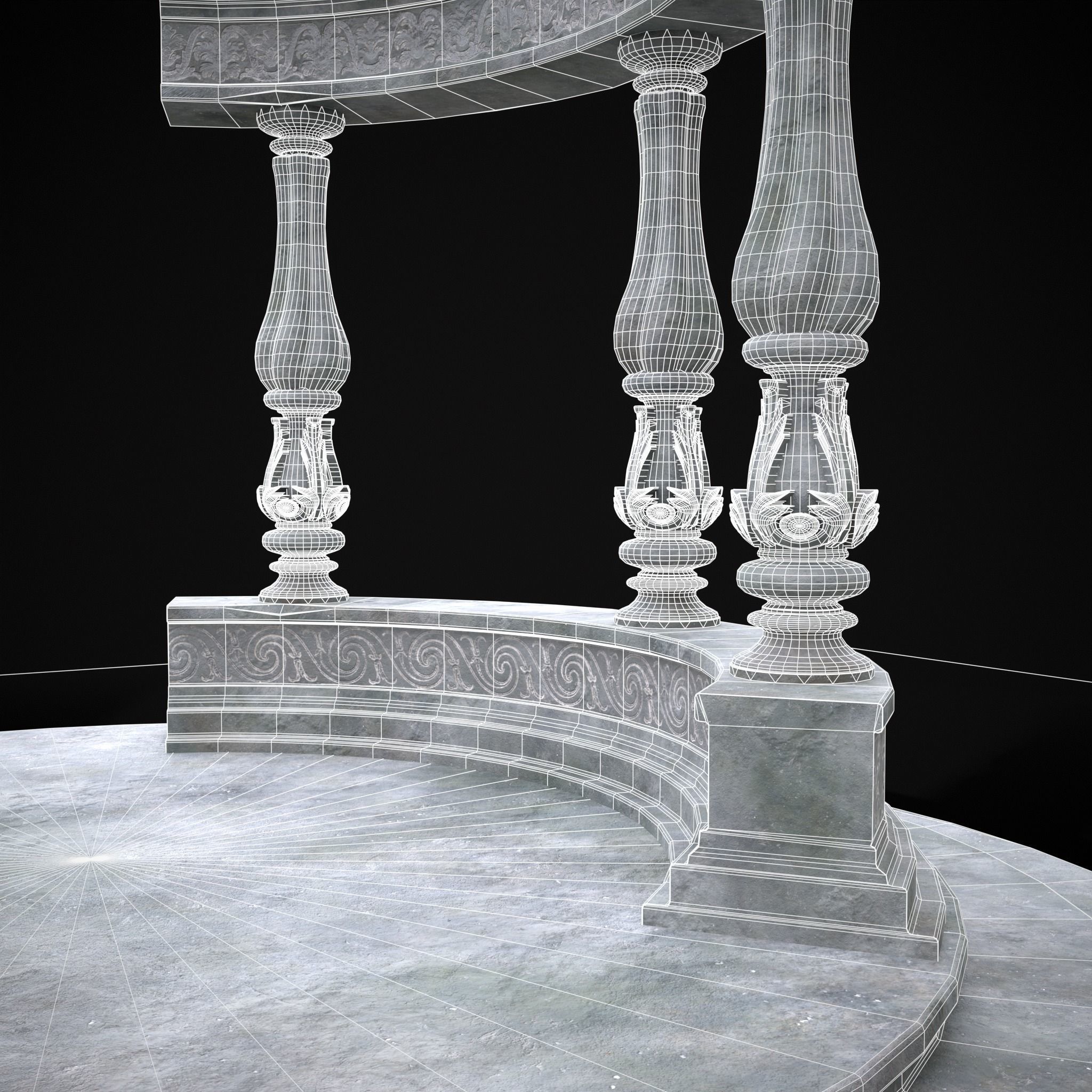 Double Opening Pavilion Low-poly 3D model_12