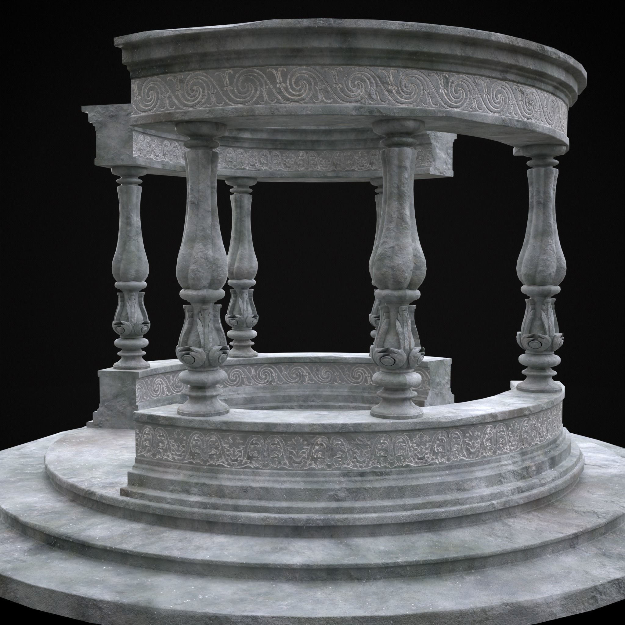 Double Opening Pavilion Low-poly 3D model_13