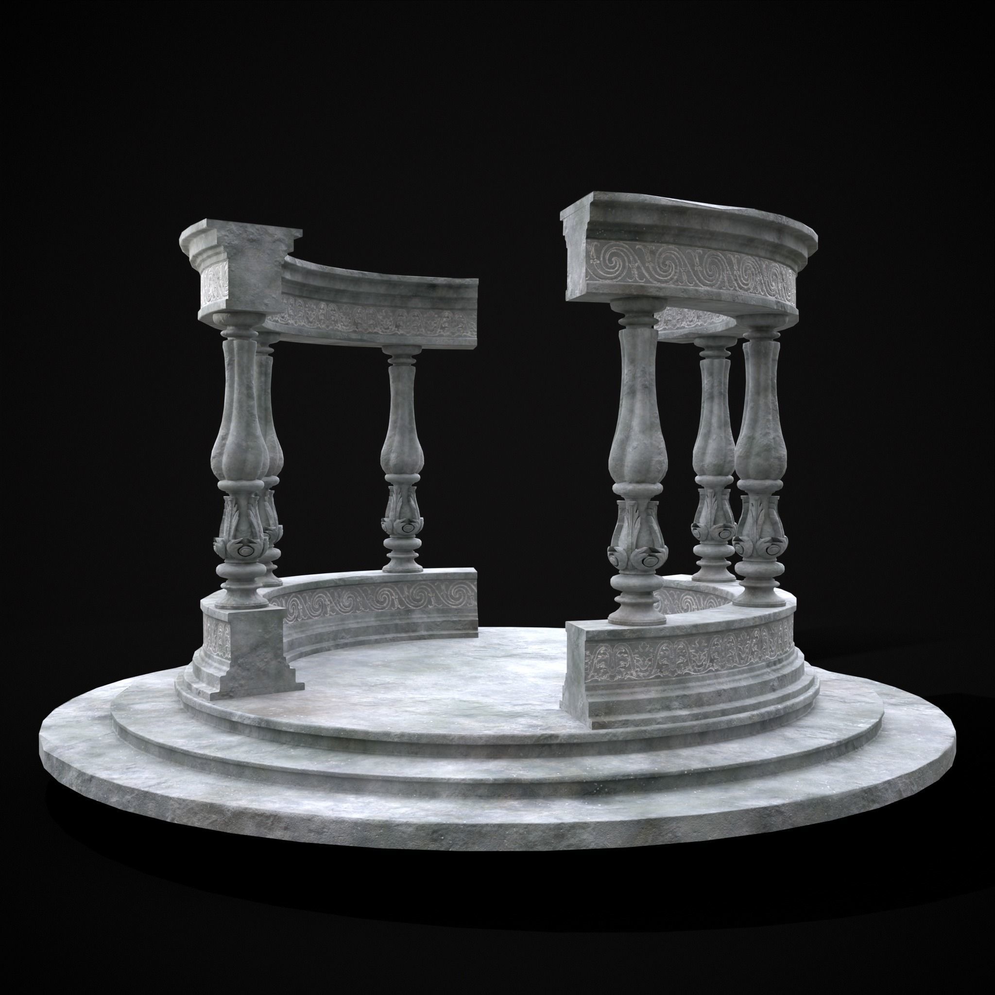 Double Opening Pavilion Low-poly 3D model_3