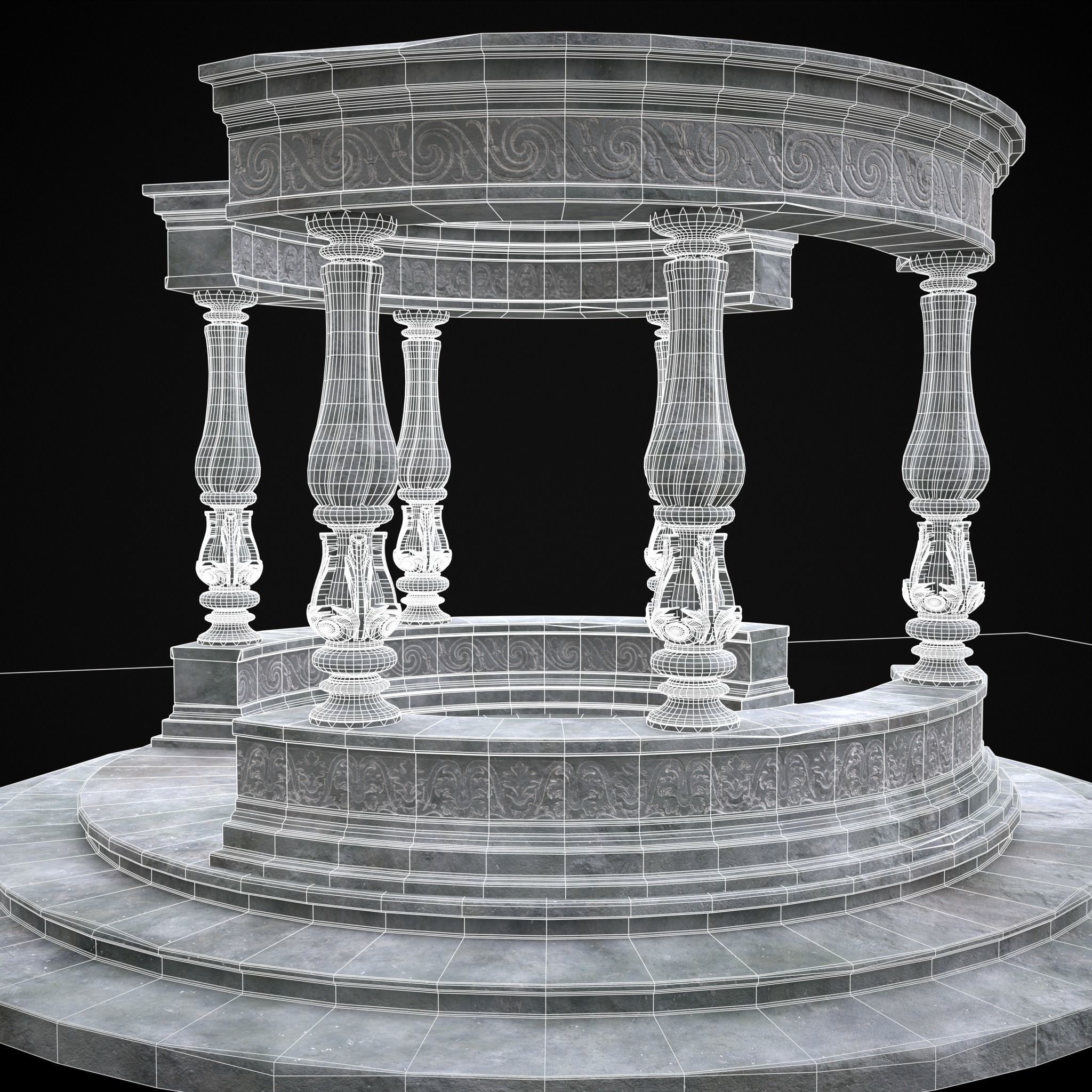 Double Opening Pavilion Low-poly 3D model_14