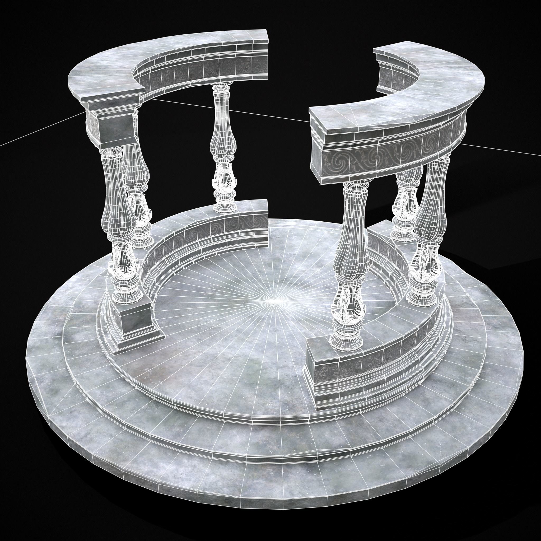 Double Opening Pavilion Low-poly 3D model_2