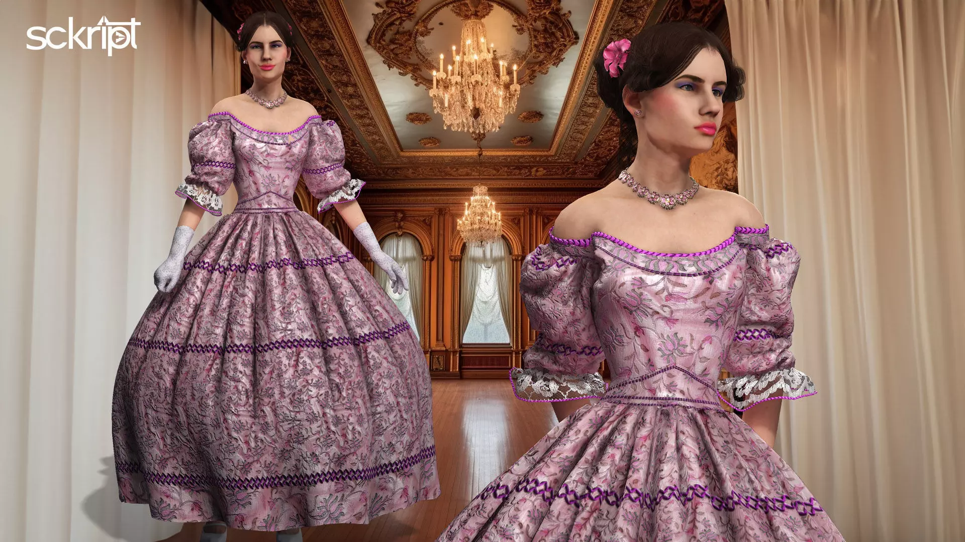 1800 Victorian Sckript Collection Clara 3D model_0