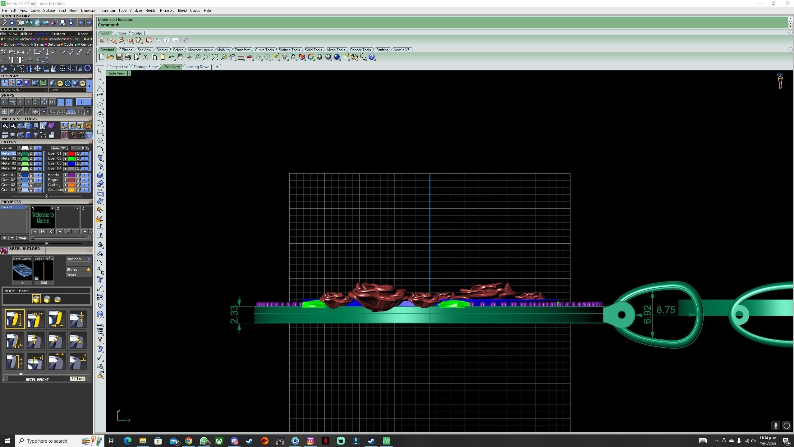 Photo Roses Pendant Iced Out 3D print model_4