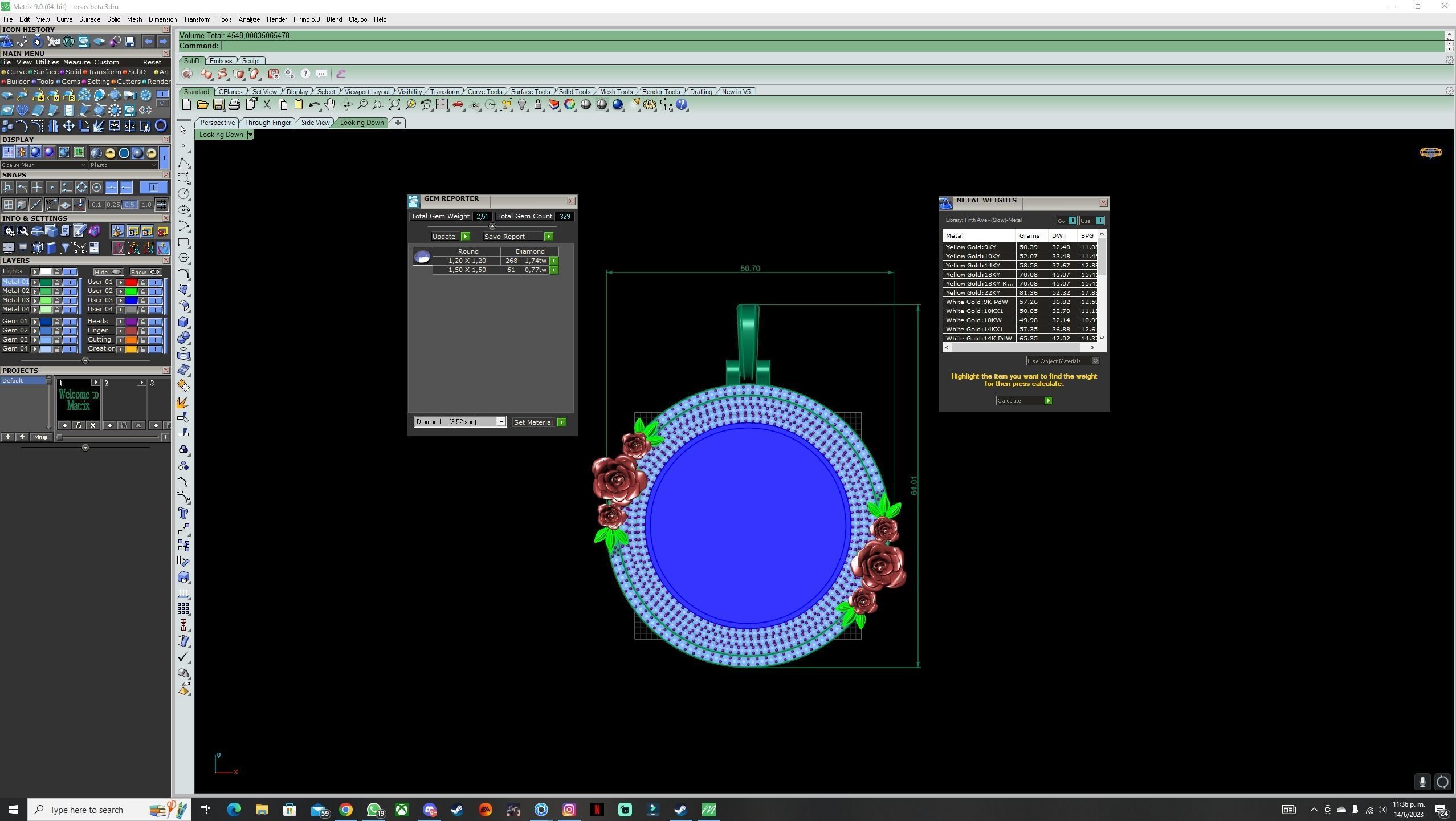 Photo Roses Pendant Iced Out 3D print model_5