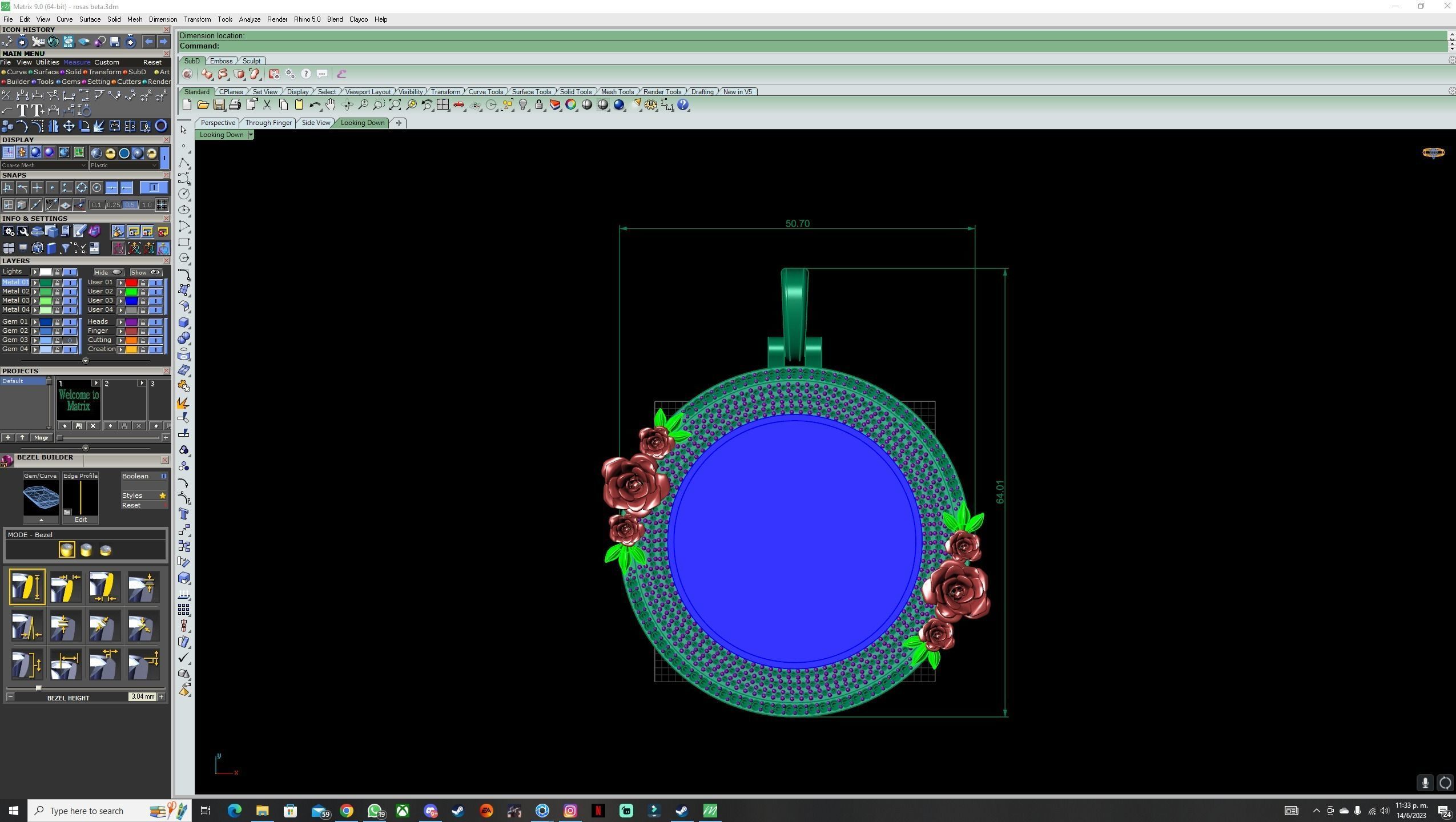 Photo Roses Pendant Iced Out 3D print model_3