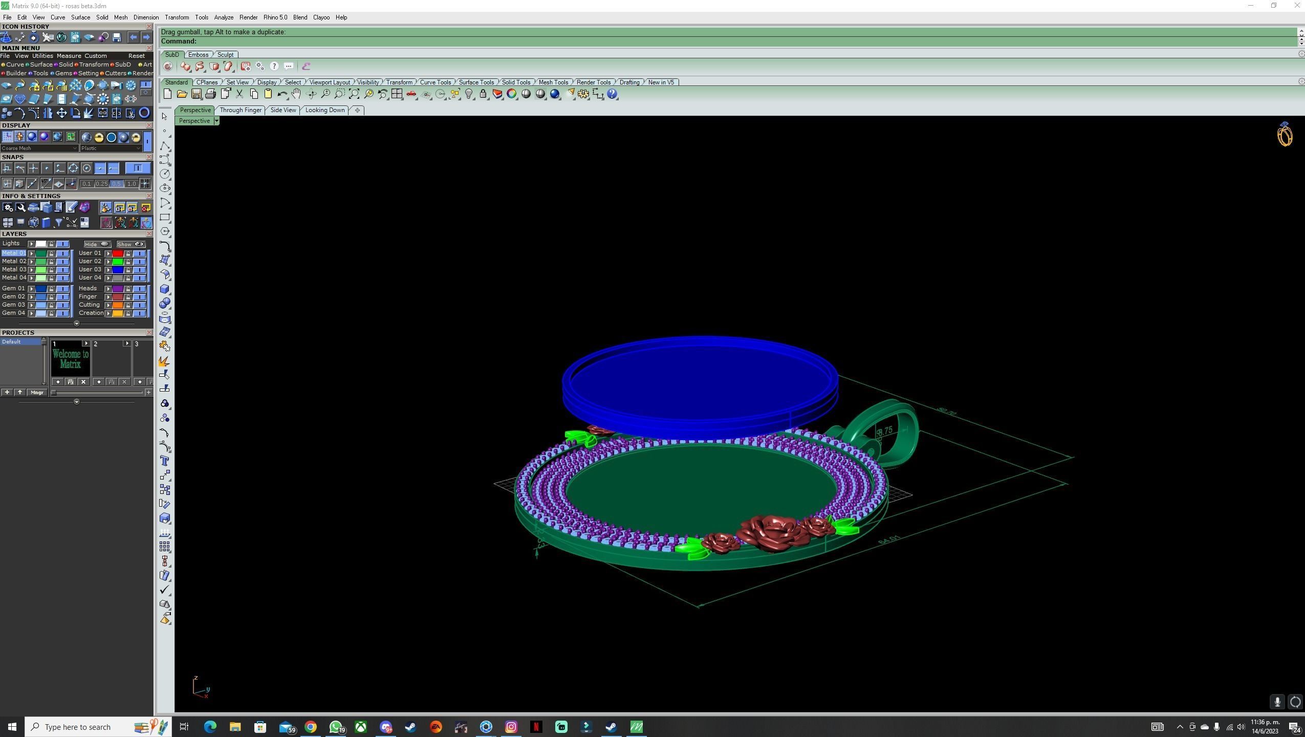 Photo Roses Pendant Iced Out 3D print model_6