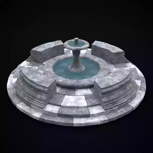 Quad Opening Water Fountain Low-poly 3D model