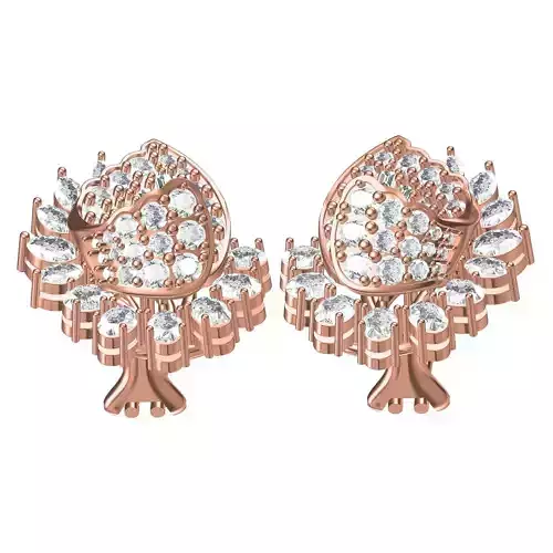 Multi Diamond Leaf Shaped Earring