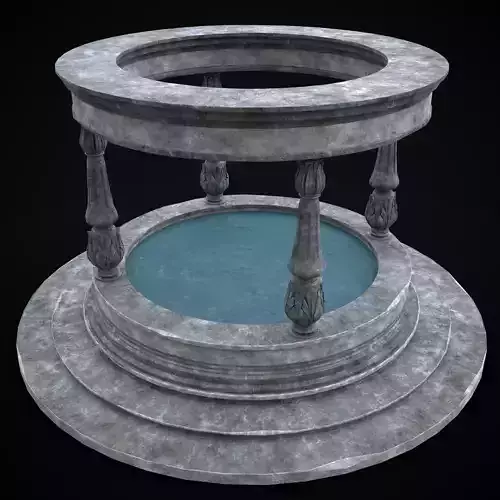 Pavilion Floral Water Fountain Low-poly 3D model