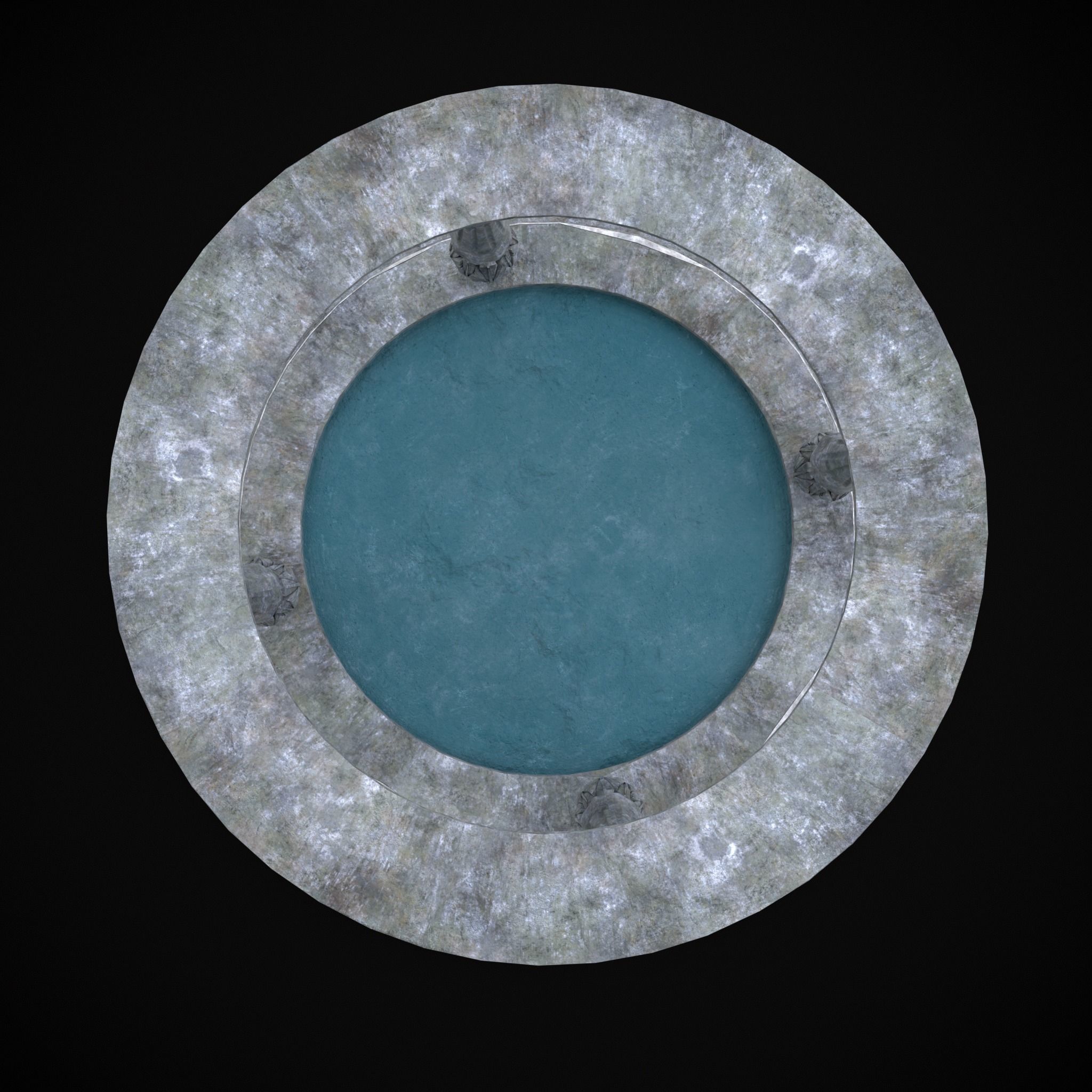 Pavilion Floral Water Fountain Low-poly 3D model_5