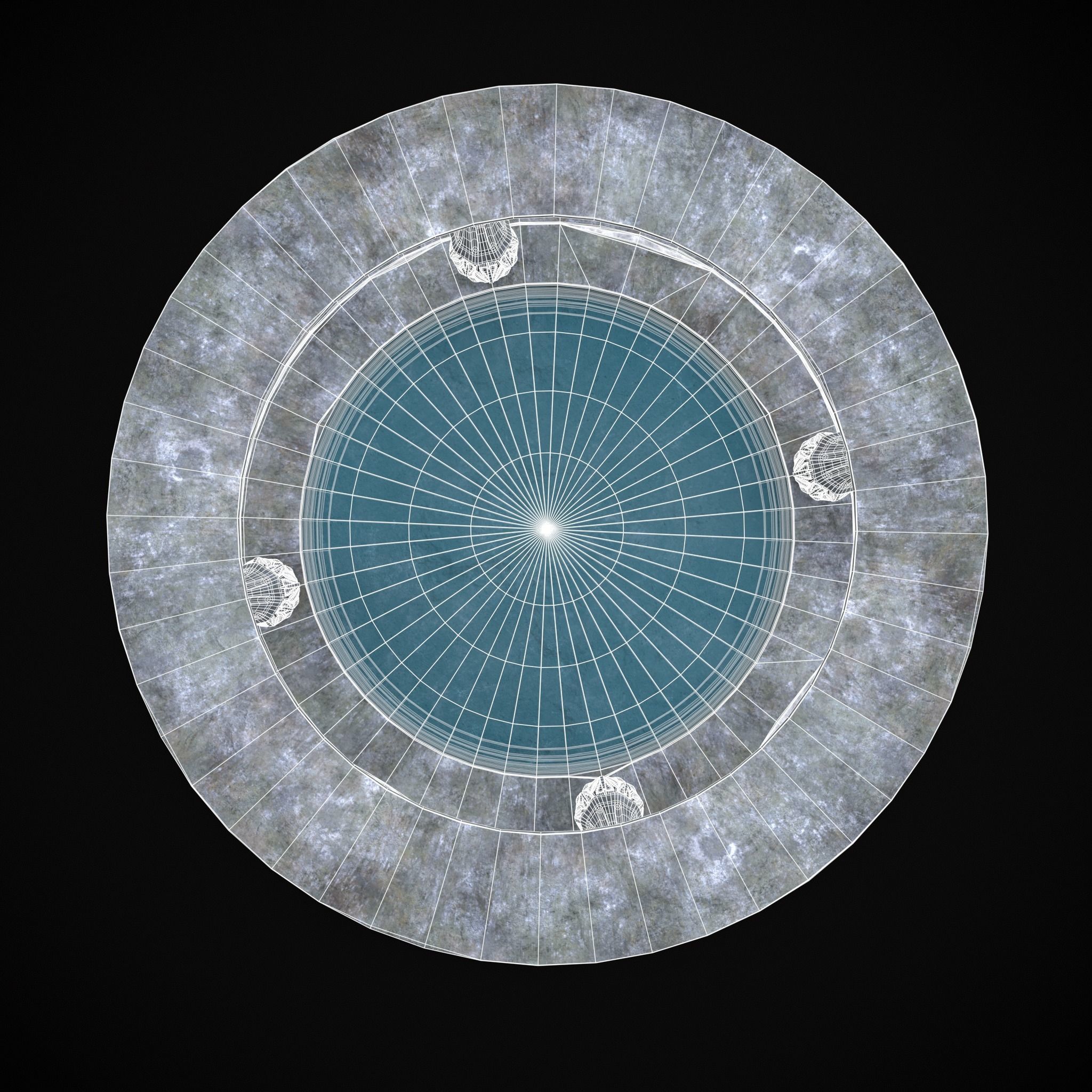 Pavilion Floral Water Fountain Low-poly 3D model_6