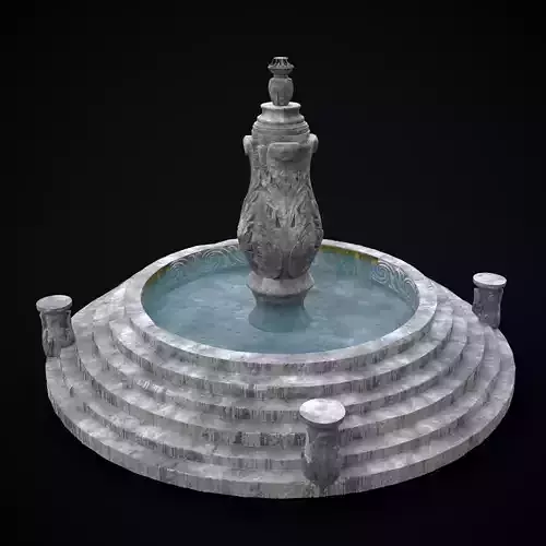 Floral Water Fountain Low-poly 3D model