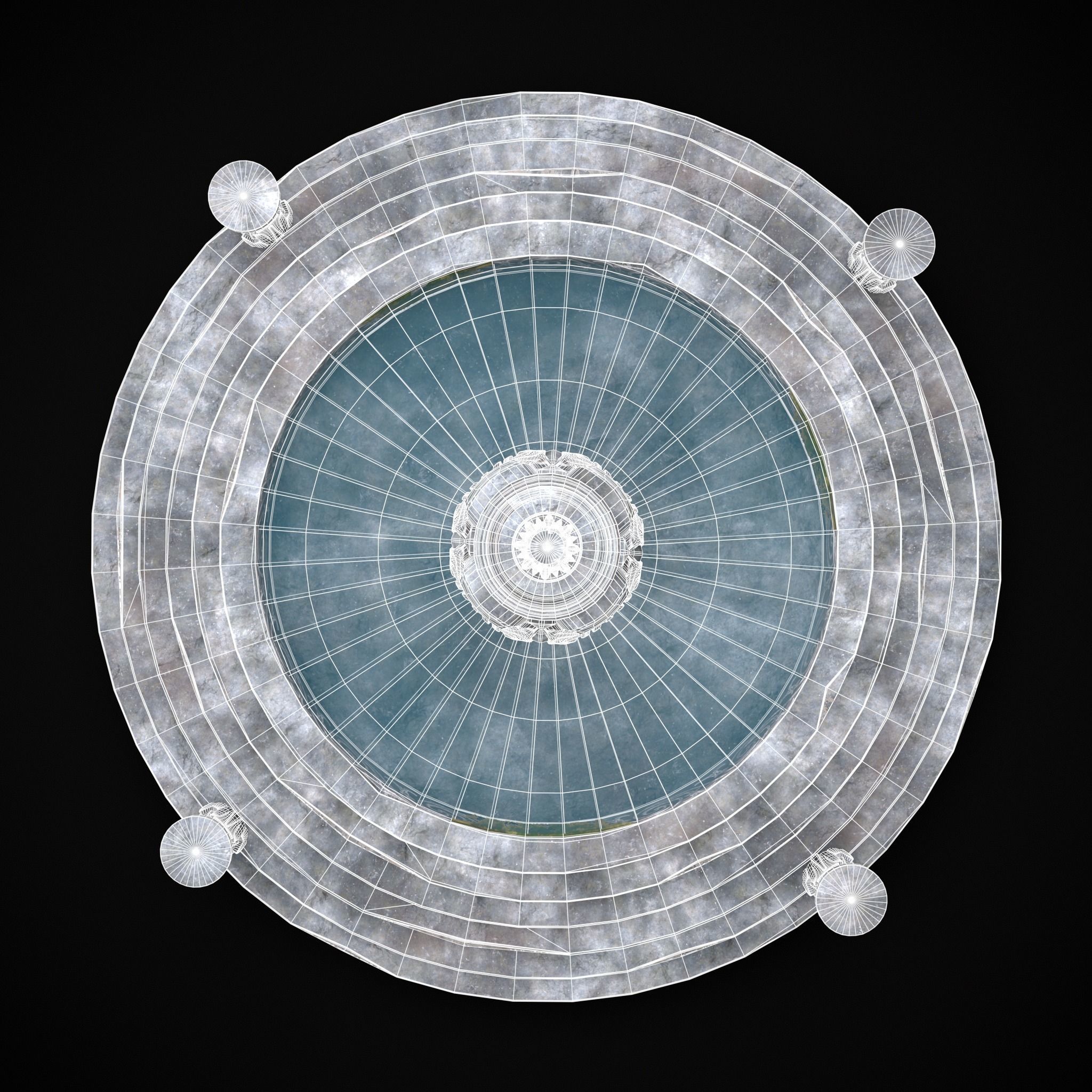 Floral Water Fountain Low-poly 3D model_8