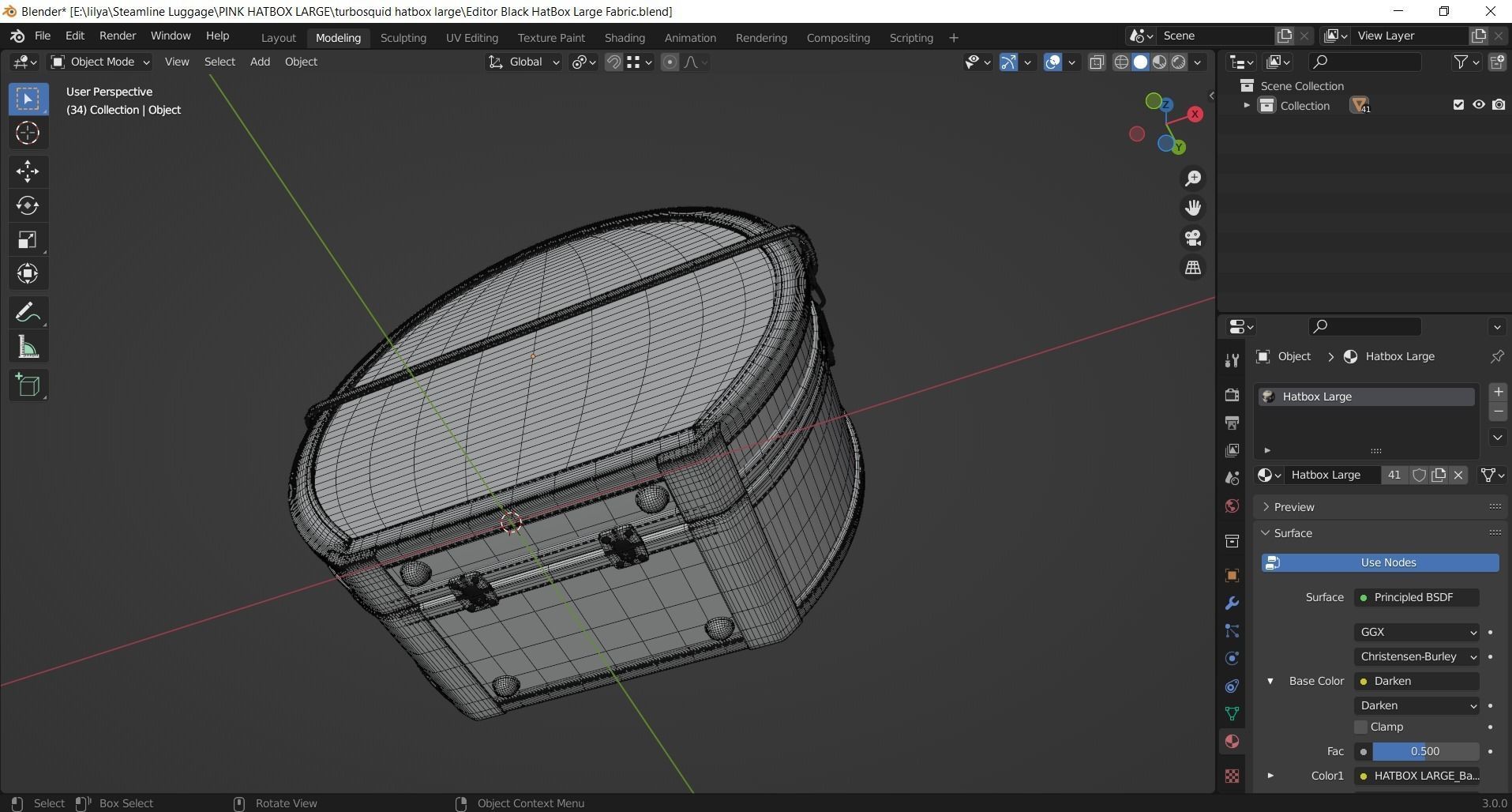 Editor Black HatBox Large Fabric 3D model_10