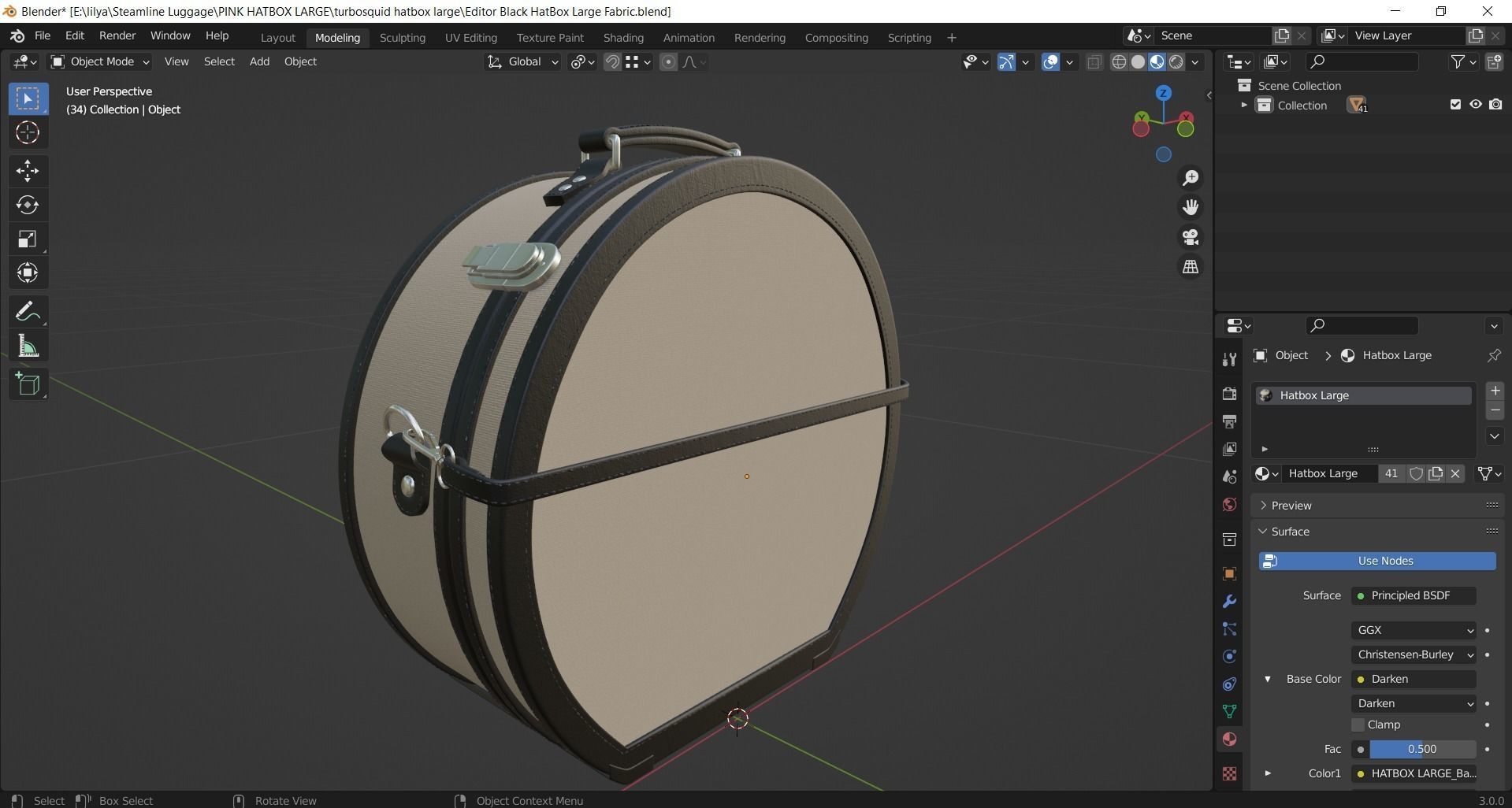 Editor Black HatBox Large Fabric 3D model_8