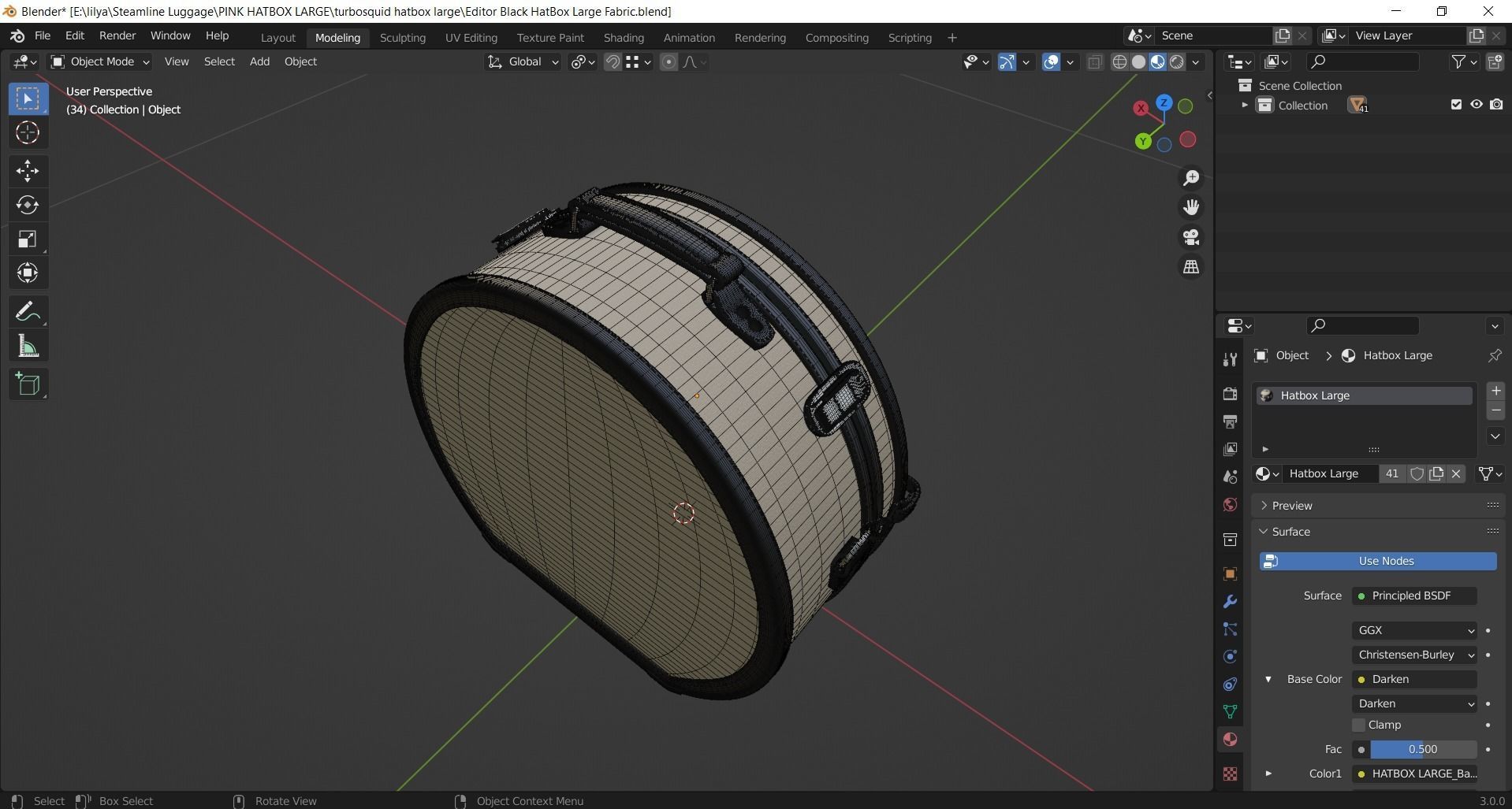 Editor Black HatBox Large Fabric 3D model_9