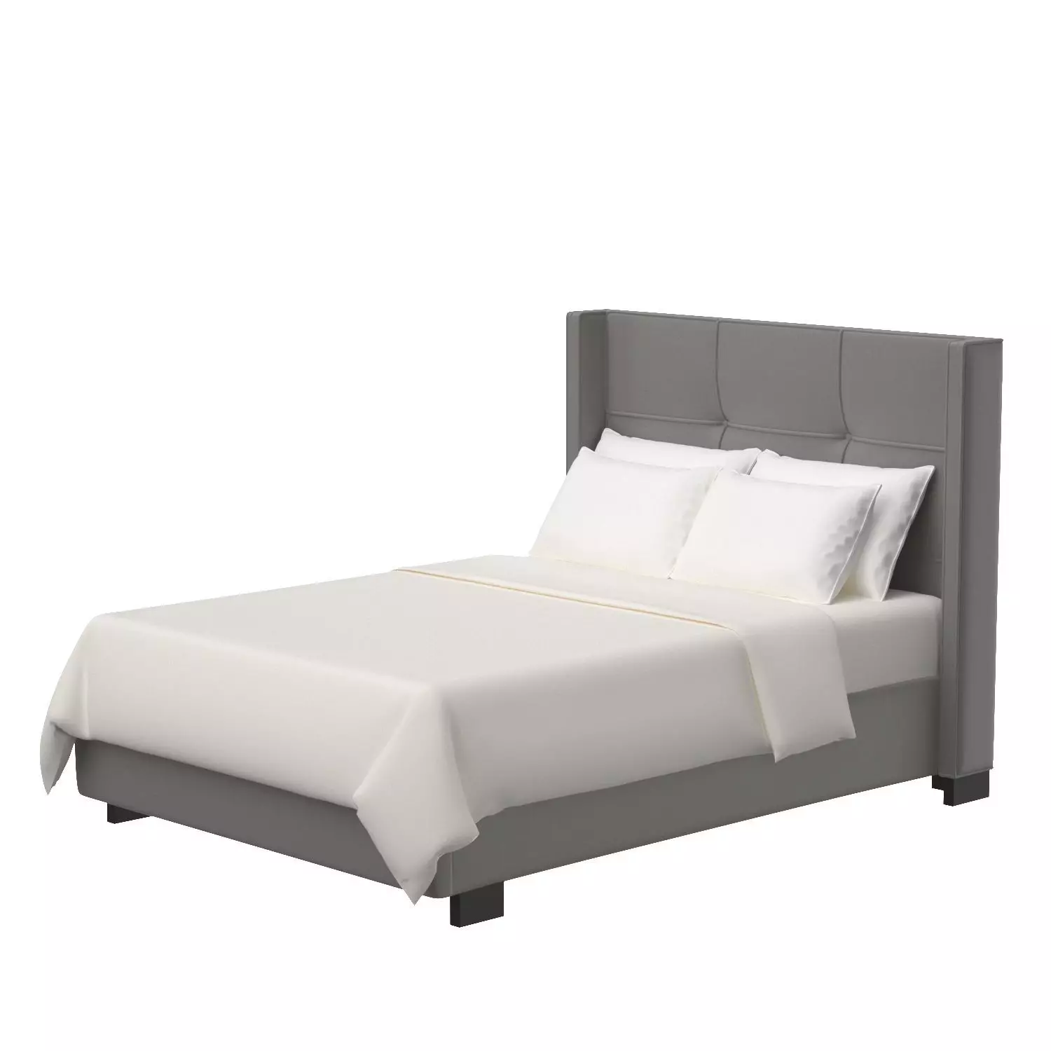 Beverly Bed With Rollout Footboard Storage Grey 3D model_0