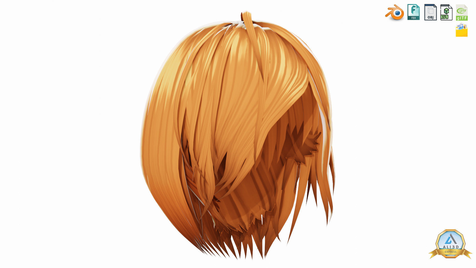 30 Awesome Anime Hairstyles Collection Low-poly 3D model_3