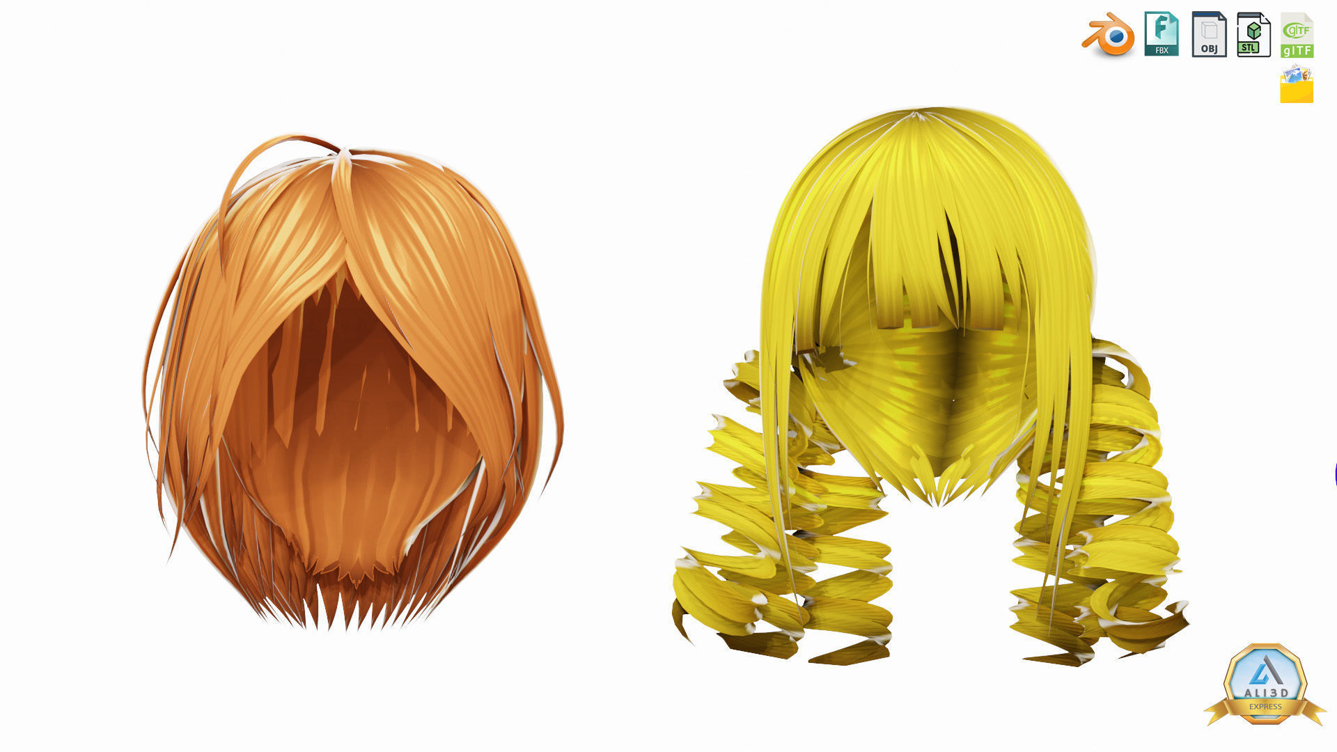 30 Awesome Anime Hairstyles Collection Low-poly 3D model_10