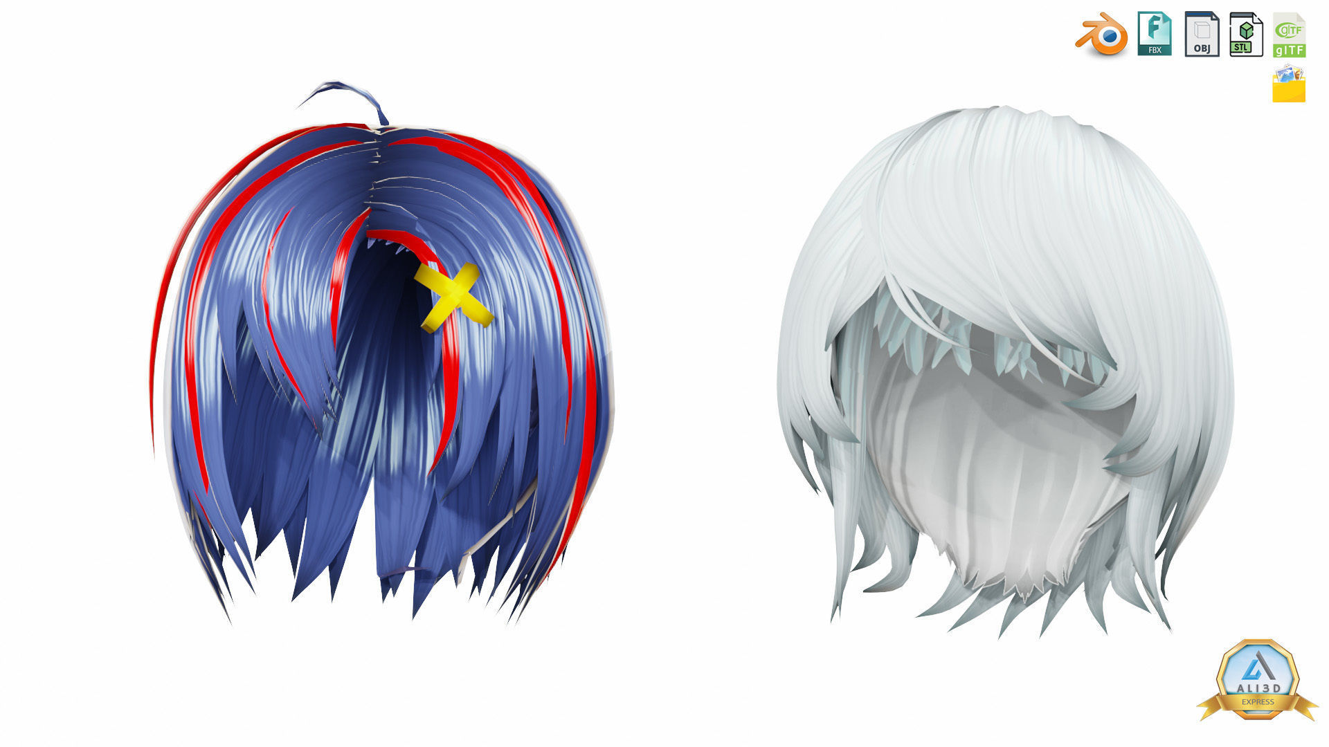 30 Awesome Anime Hairstyles Collection Low-poly 3D model_8