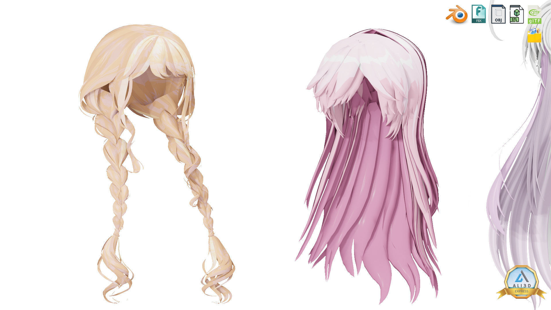 30 Awesome Anime Hairstyles Collection Low-poly 3D model_9