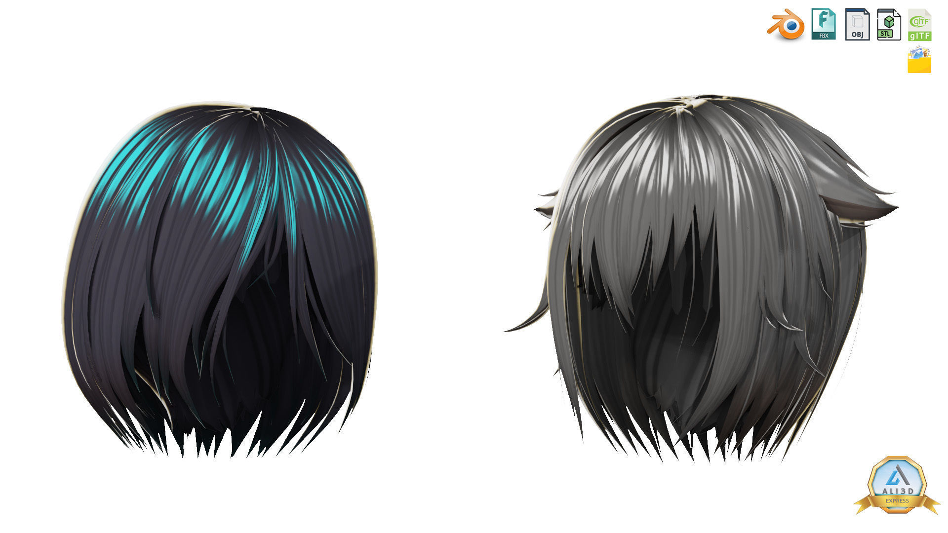 30 Awesome Anime Hairstyles Collection Low-poly 3D model_5