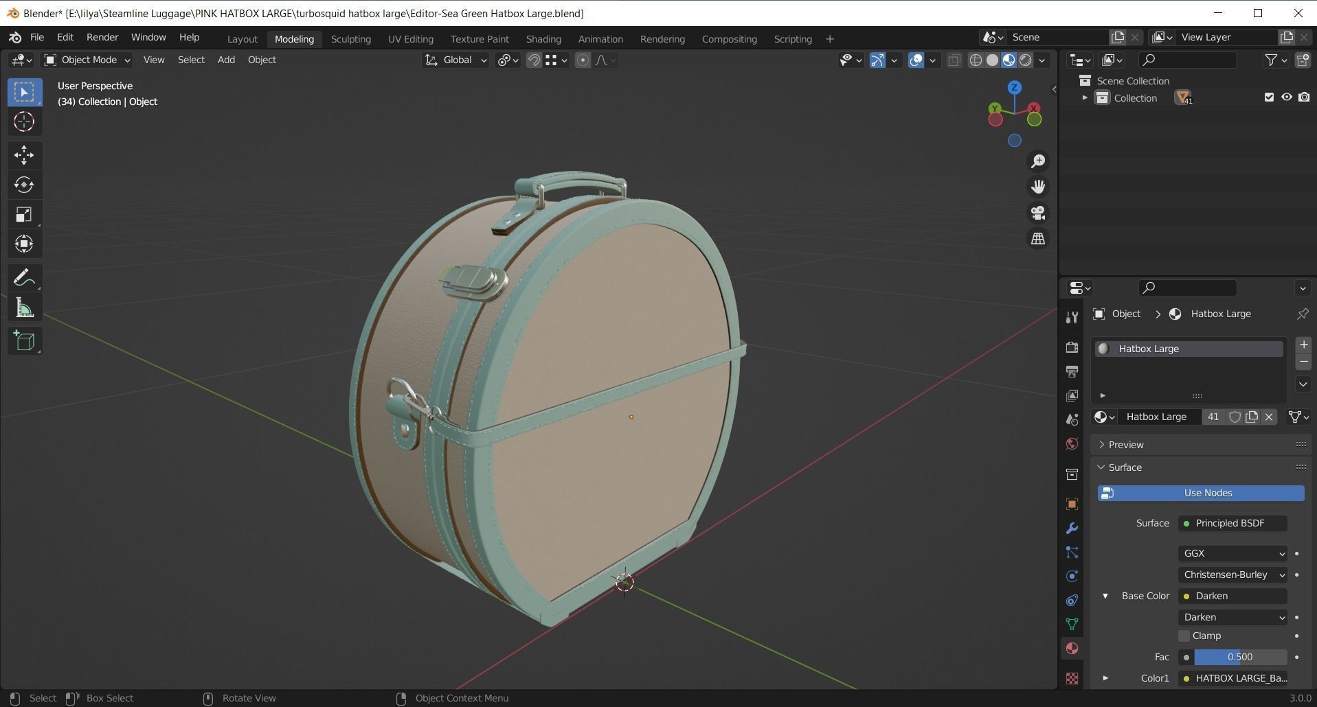Editor-Sea Green Hatbox Large 3D model_8