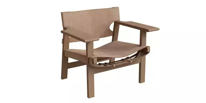Oak Wood Leather Lounge Chair Low-poly 3D model