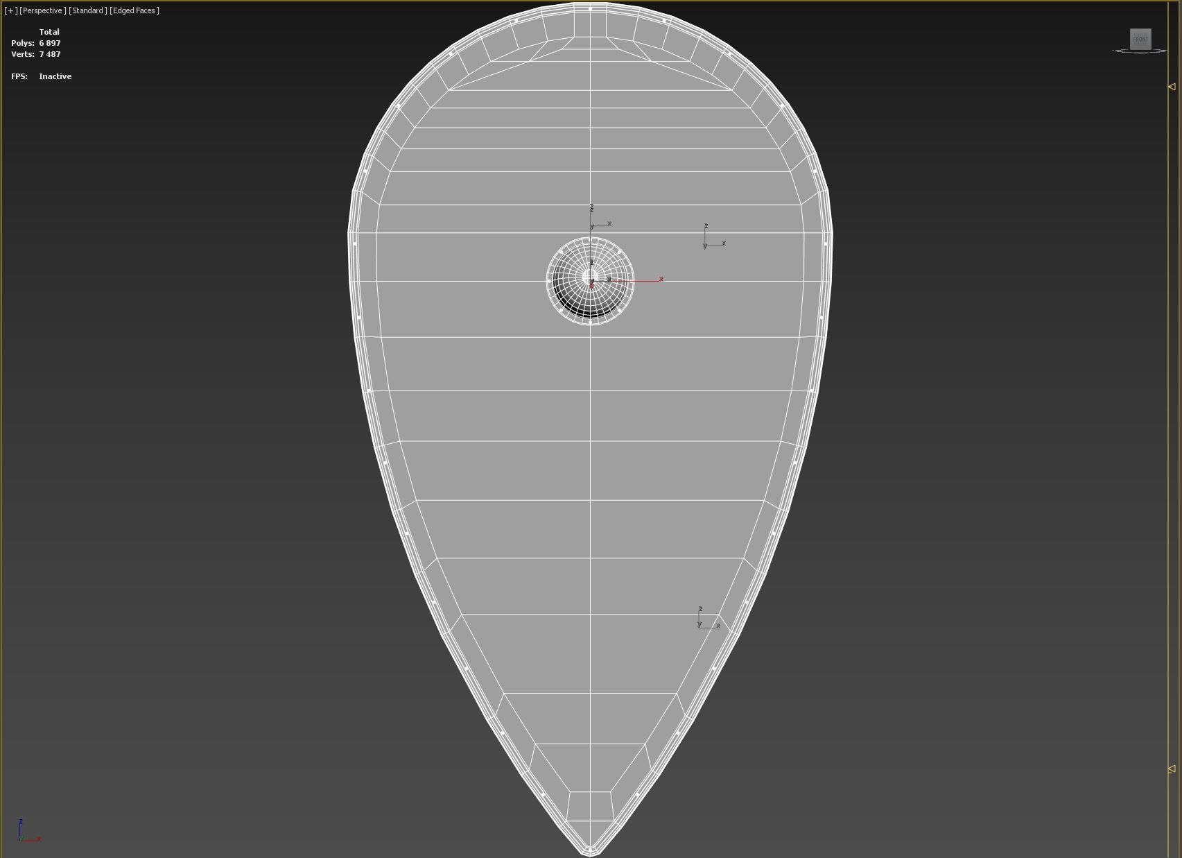 Slavic kite leather shield-painted black with Sun symbol Low-poly 3D model_8