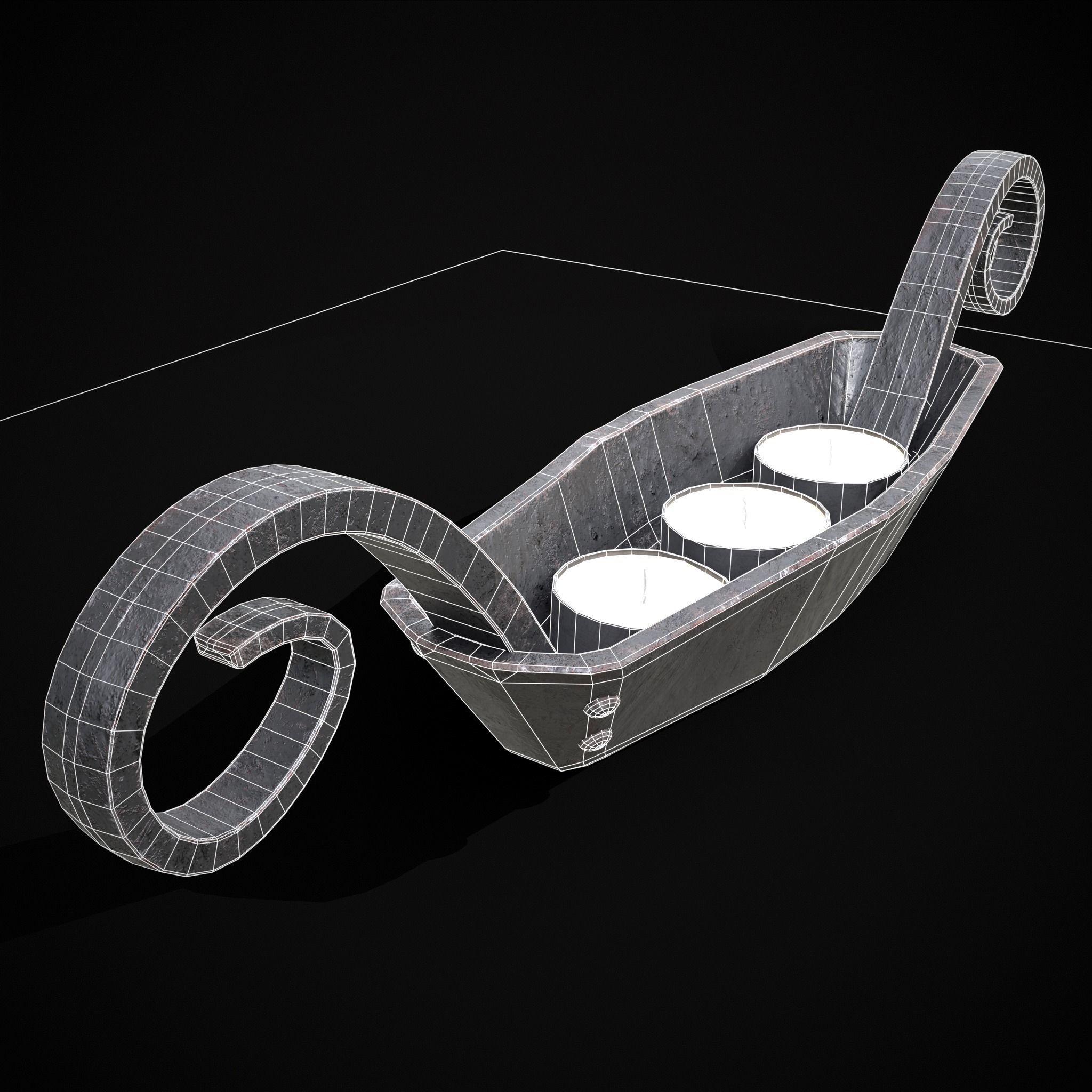 Candle Holder Decoration Low-poly 3D model_2