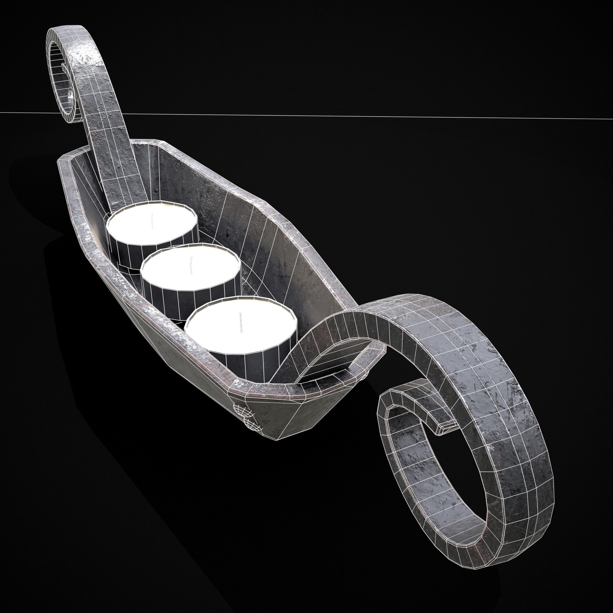 Candle Holder Decoration Low-poly 3D model_14