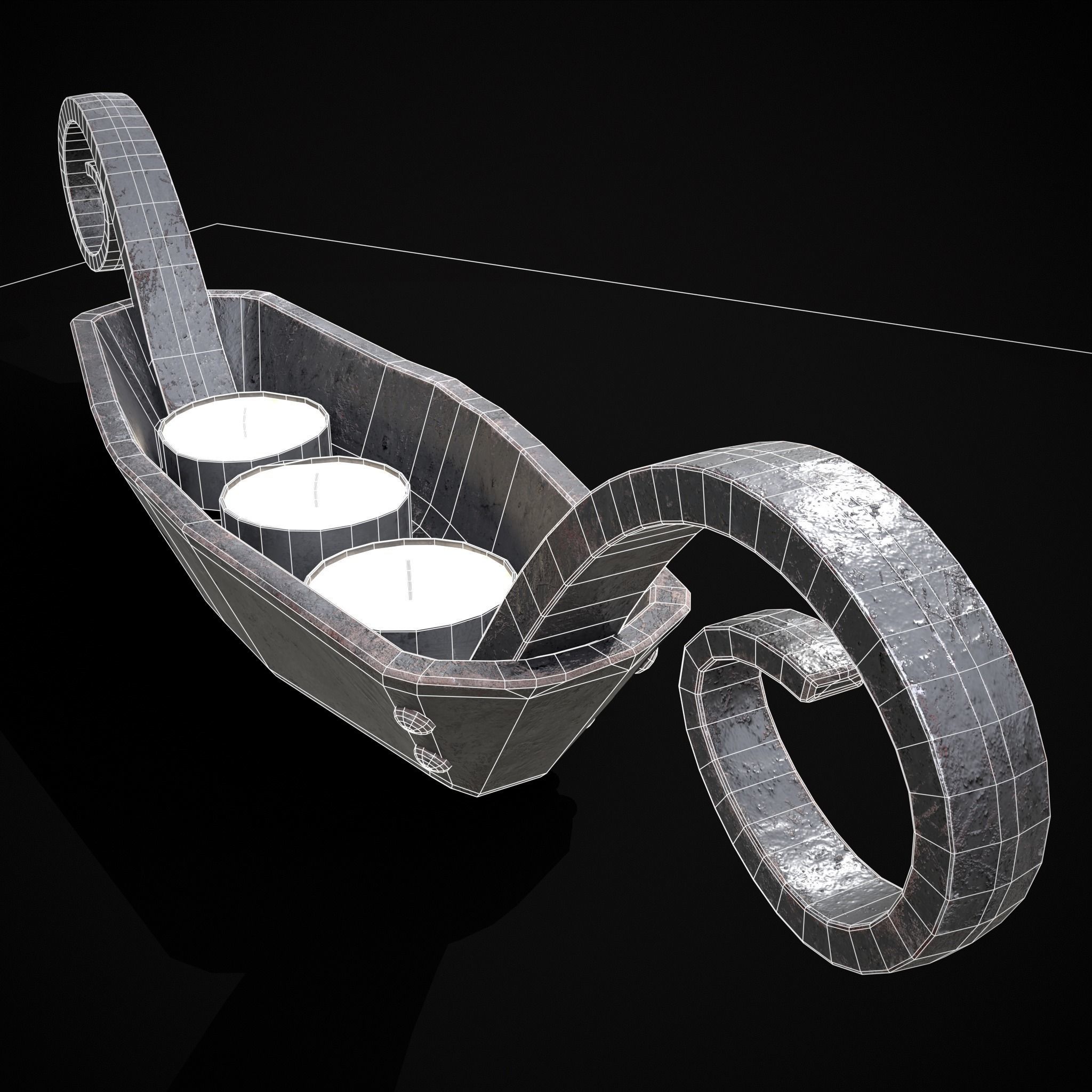Candle Holder Decoration Low-poly 3D model_4