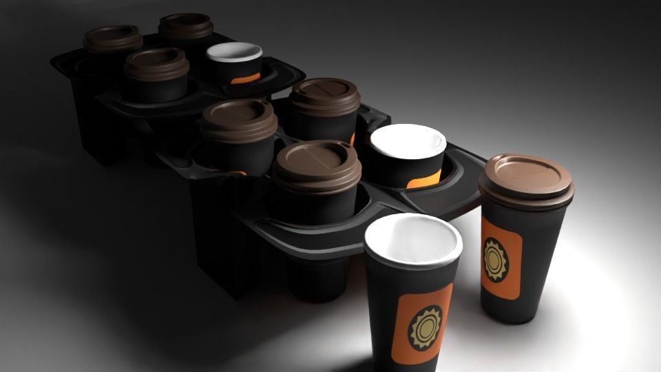 Paper coffee cup Low-poly 3D model_6