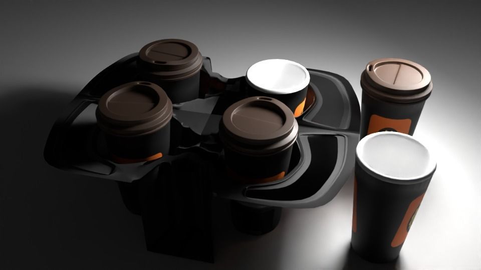 Paper coffee cup Low-poly 3D model_5