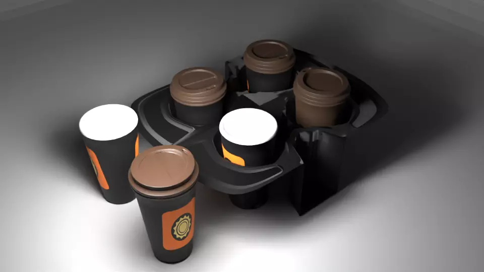Paper coffee cup Low-poly 3D model_0
