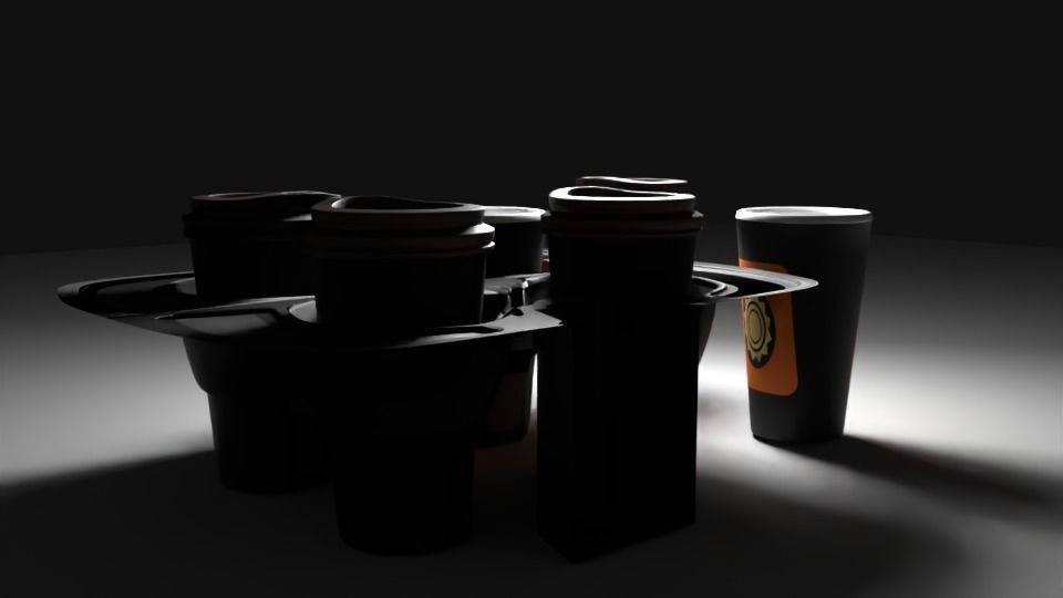 Paper coffee cup Low-poly 3D model_4
