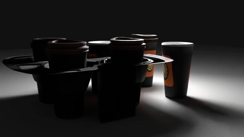 Paper coffee cup Low-poly 3D model_3