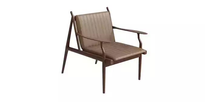 Dark Wood Leather Lounge Chair