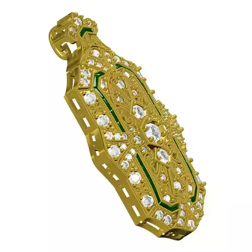 Antique Milgrain Art Deco Diamond Pendant 2