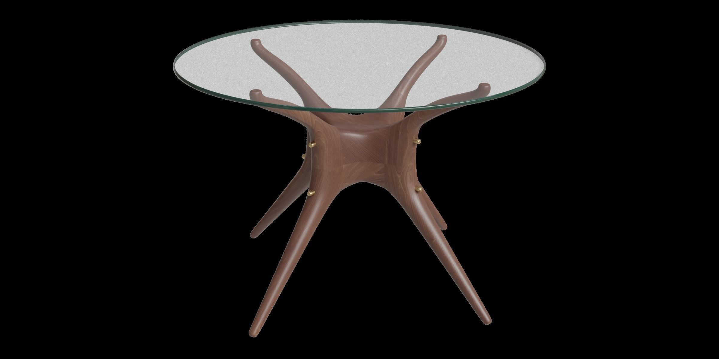 Walnut Round Dining Table Low-poly 3D model_8