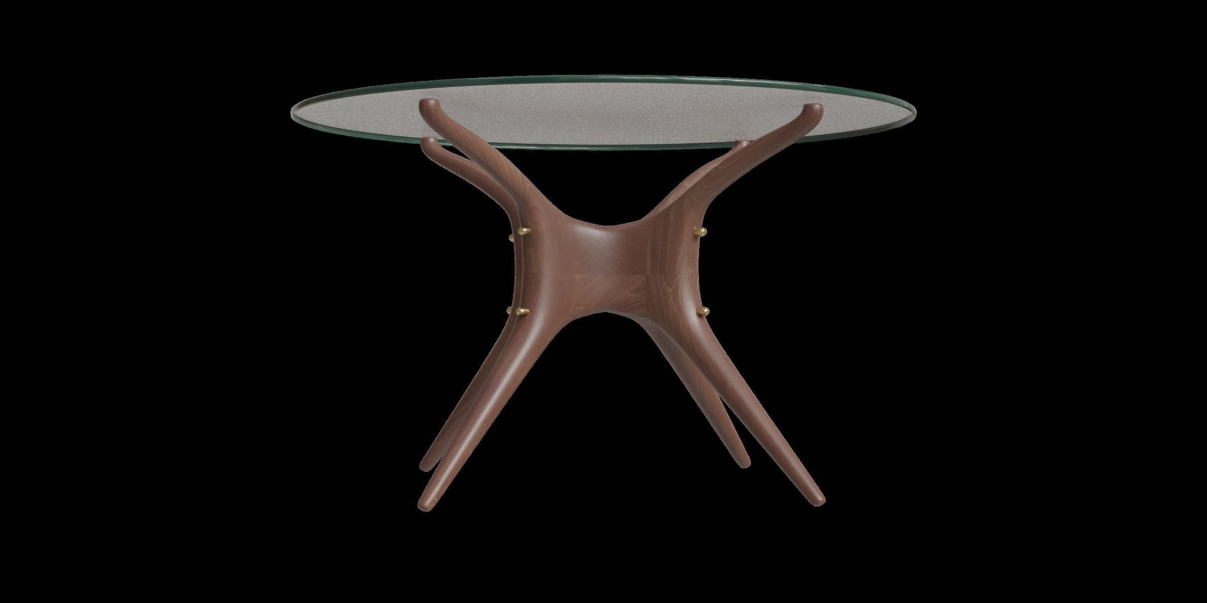 Walnut Round Dining Table Low-poly 3D model_4