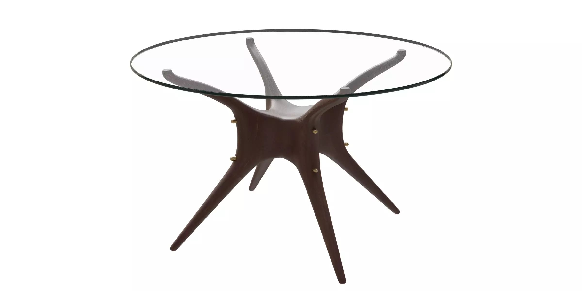 Walnut Round Dining Table Low-poly 3D model_0