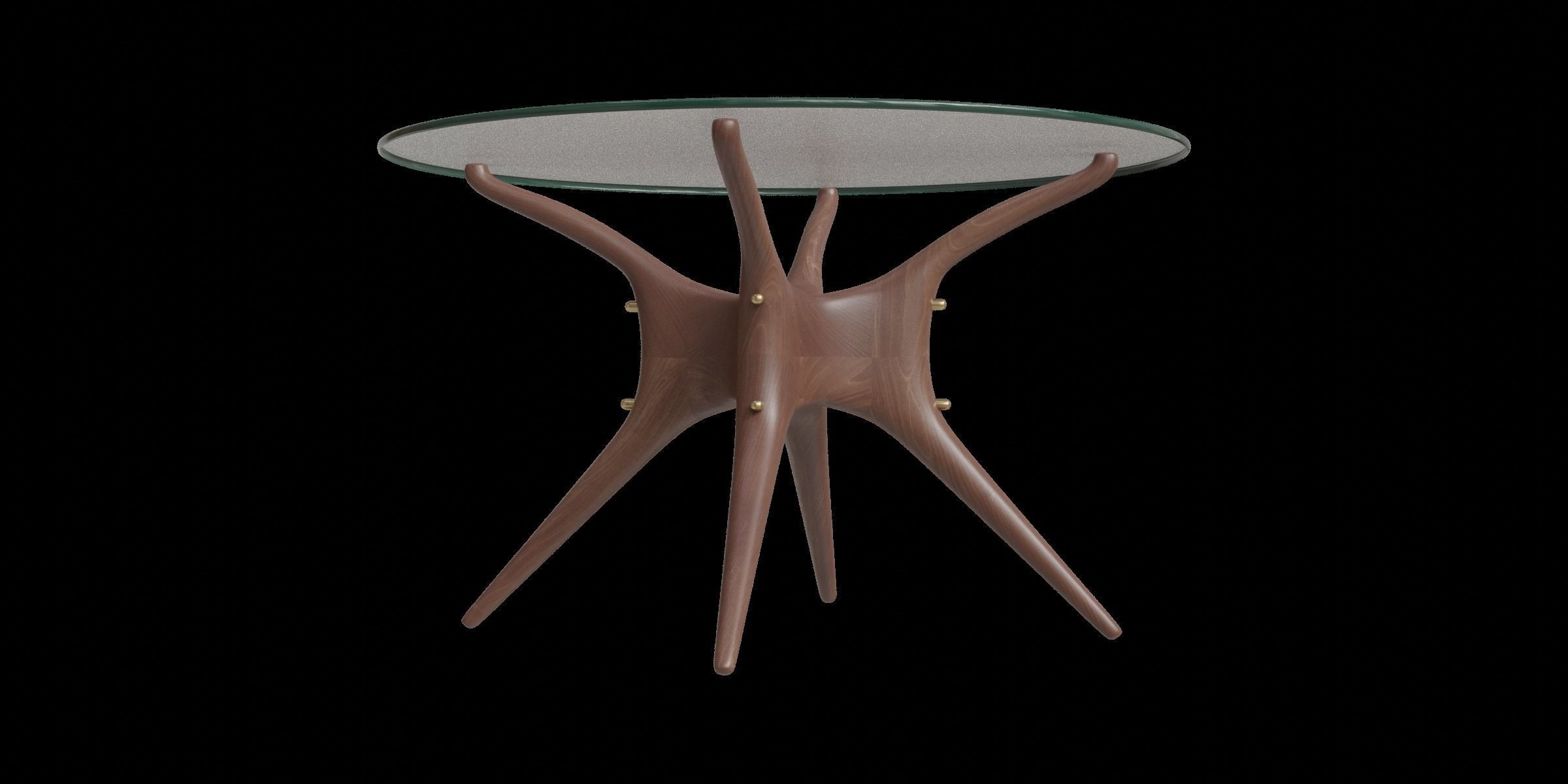 Walnut Round Dining Table Low-poly 3D model_6