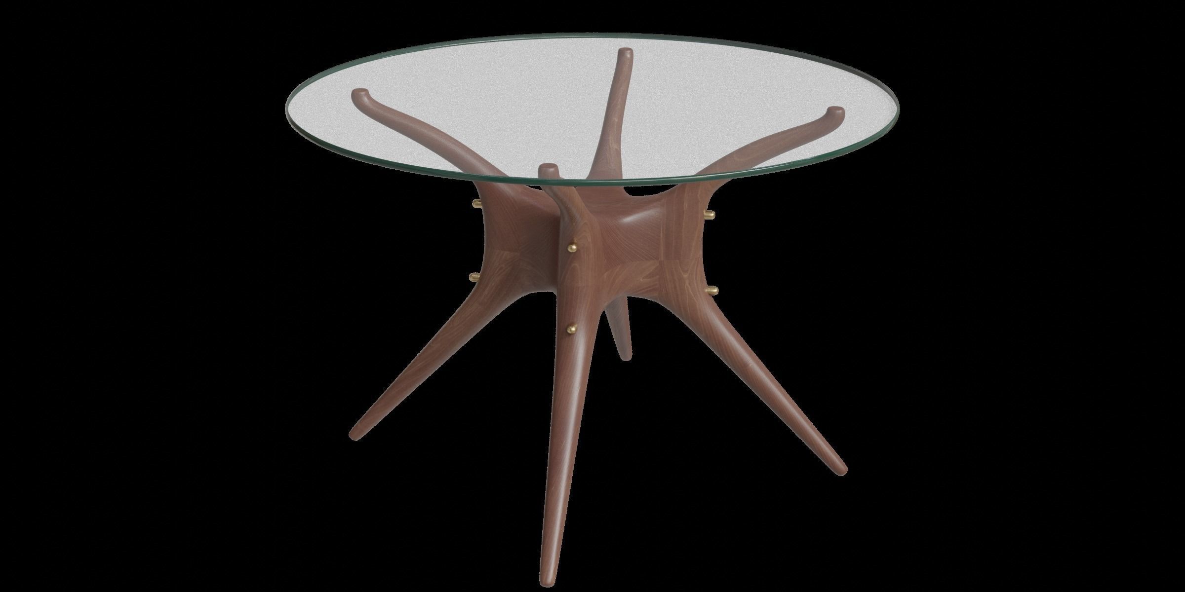 Walnut Round Dining Table Low-poly 3D model_10