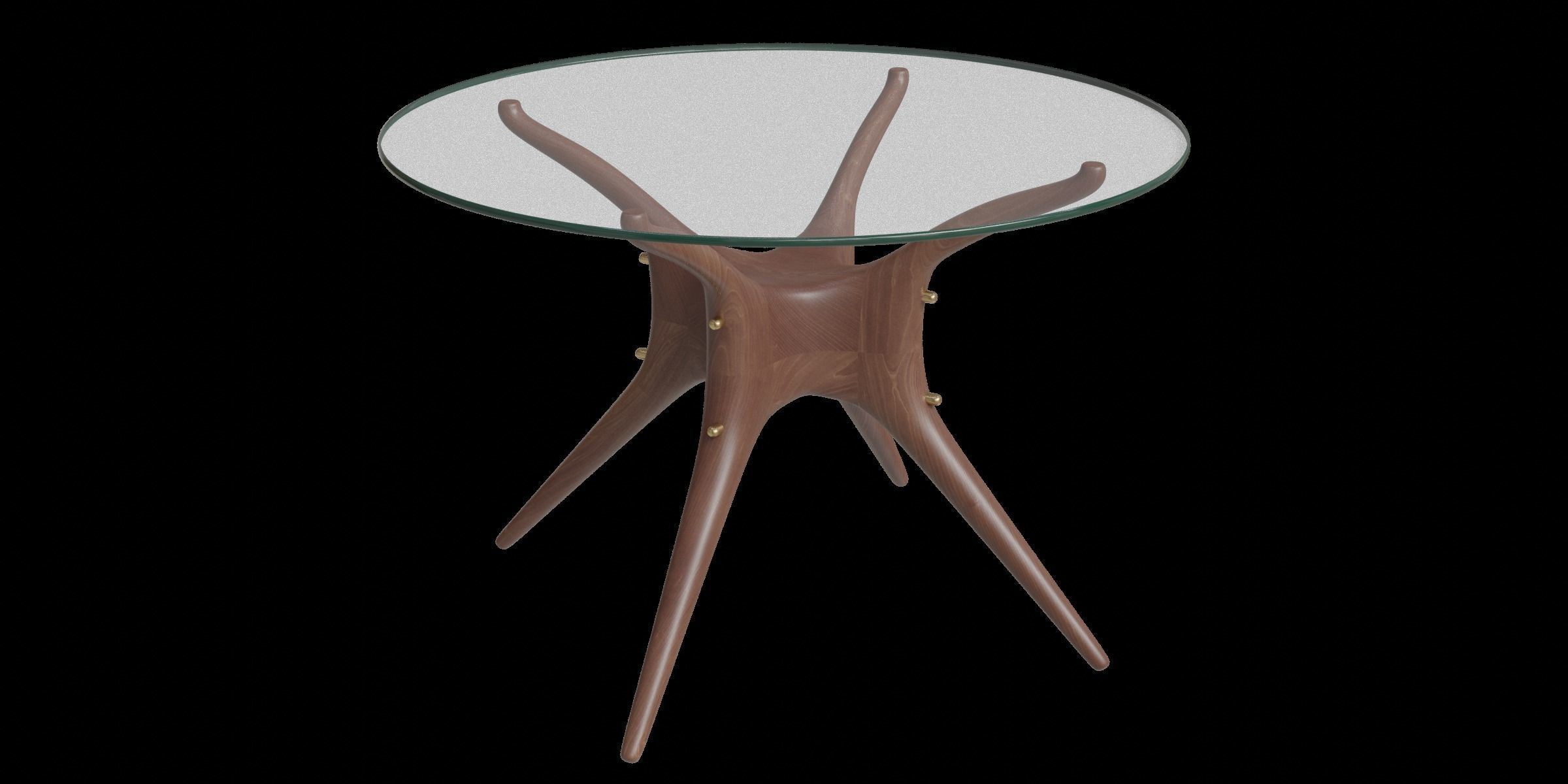 Walnut Round Dining Table Low-poly 3D model_9