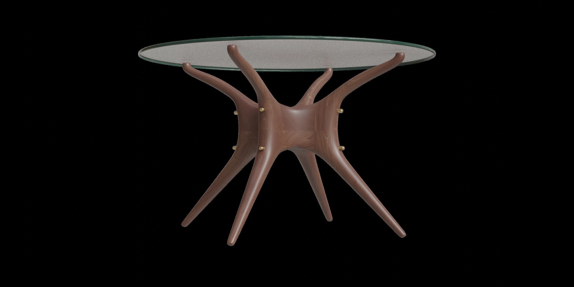 Walnut Round Dining Table Low-poly 3D model_5